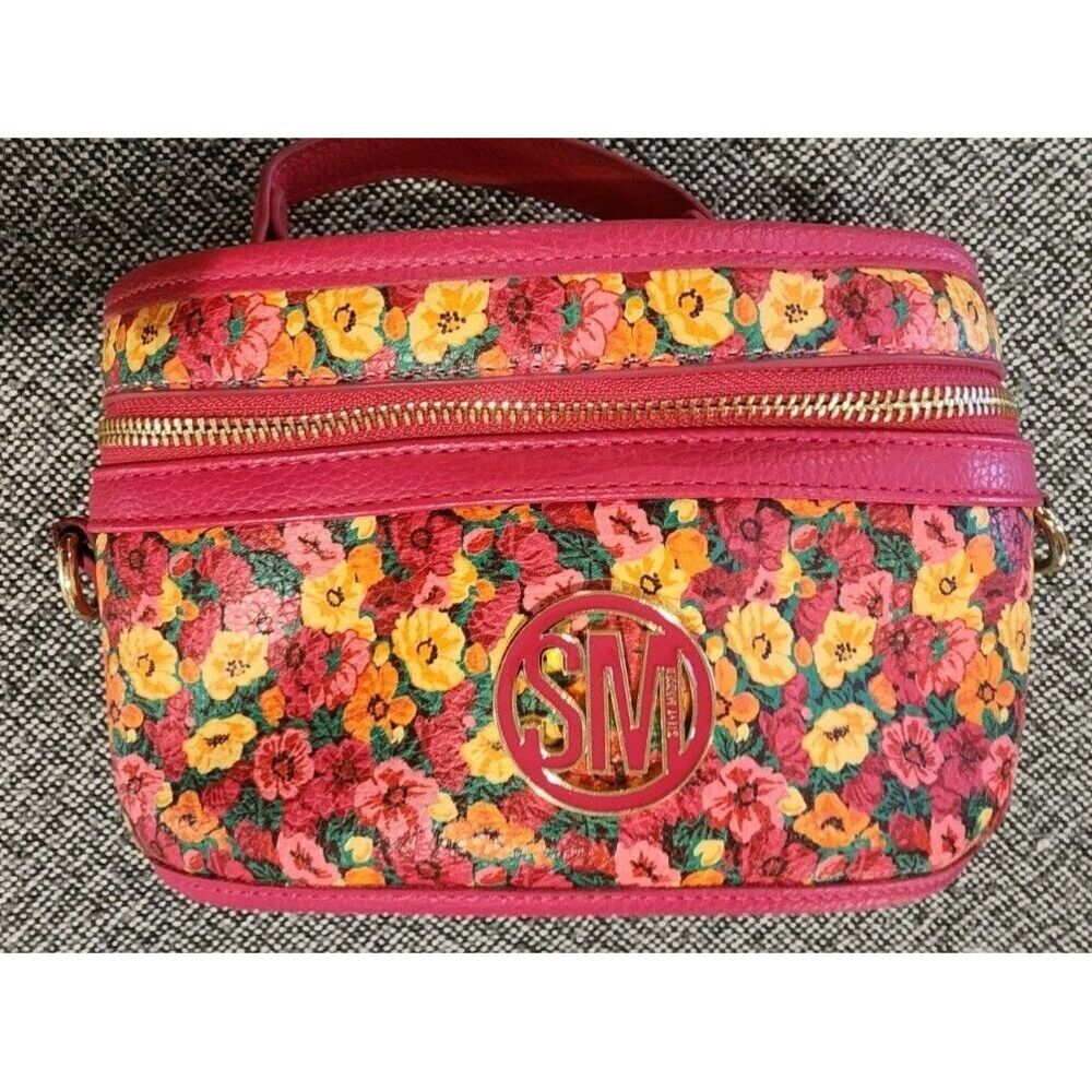 Steve Madden Train Case Crossbody Purse Pink Floral Design‎ EUC